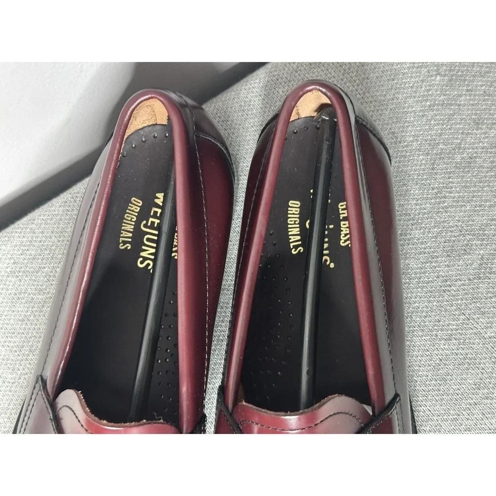 New G.H. Bass Logan Weejuns Loafers Men 7.5 D Leather Slip On Cherry Red Shoes